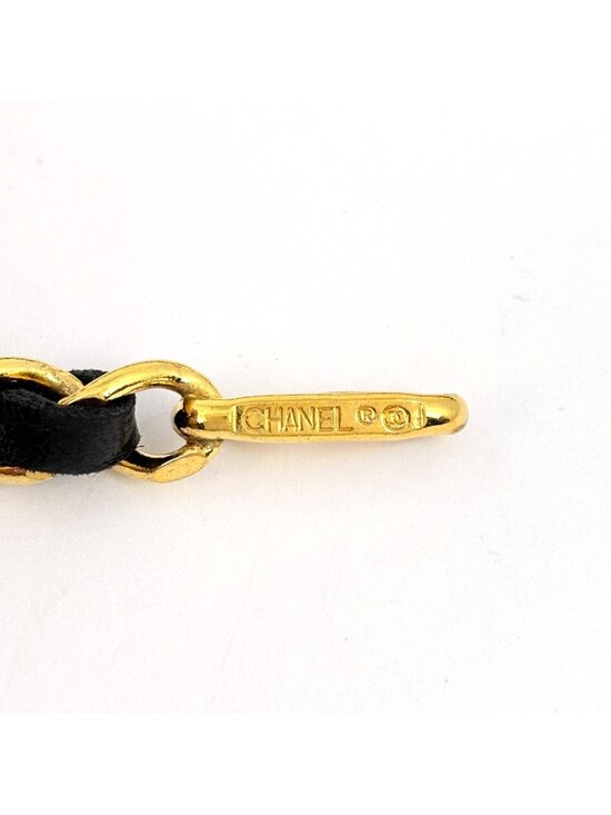 Chanel CC Logo Chain Belt Leather Gold Black main image 4